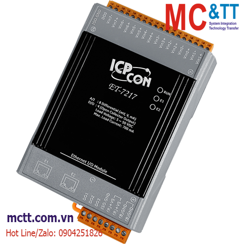 Module Ethernet Web Server + Modbus TCP 8 kênh AI + 4 kênh DO ICP DAS ETS-7217 CR