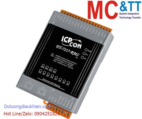 Module 2 cổng Ethernet Modbus TCP 8 kênh AI RMS + 4 kênh DO ICP DAS ET-7217RMS CR