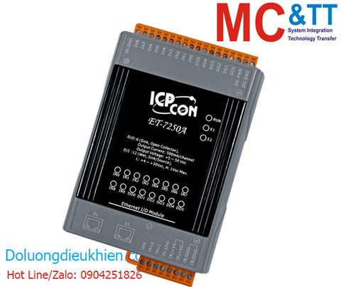 Module 2 cổng Ethernet Modbus TCP 12 kênh DI + 6 kênh DO ICP DAS ET-7250A CR