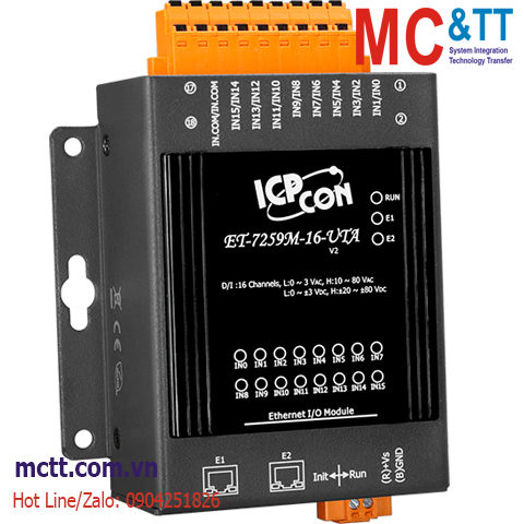 Module 2 cổng Ethernet Modbus TCP 16 kênh AC/DC DI ICP DAS ET-7259M-16-UTA CR