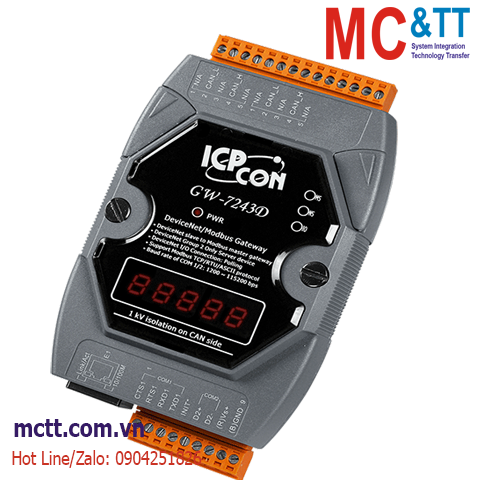 Bộ chuyển đổi Gateway DeviceNet Slave sang Modbus TCP/RTU/ASCII Master ICP DAS GW-7243D-G CR