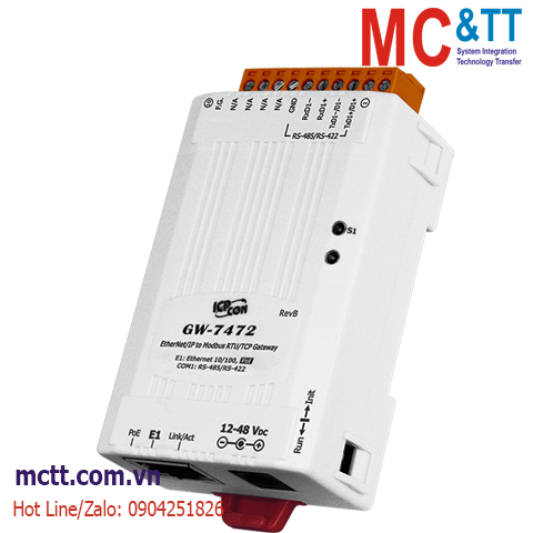 Bộ chuyển đổi EtherNet/IP sang Modbus RTU/TCP ICP DAS GW-7472 CR