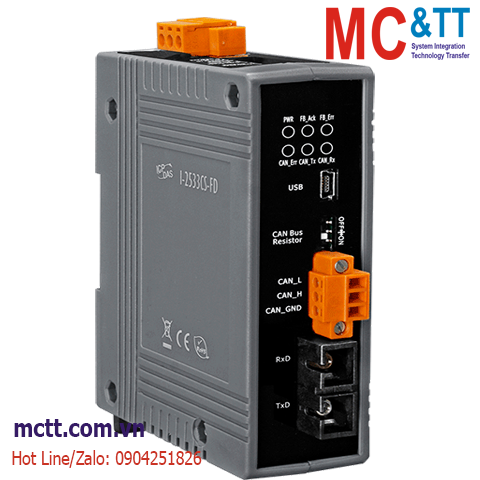 Bộ chuyển đổi CAN/CAN FD sang Quang (Dual Fiber, Single Mode, SC, 30KM) ICP DAS I-2533CS-FD CR