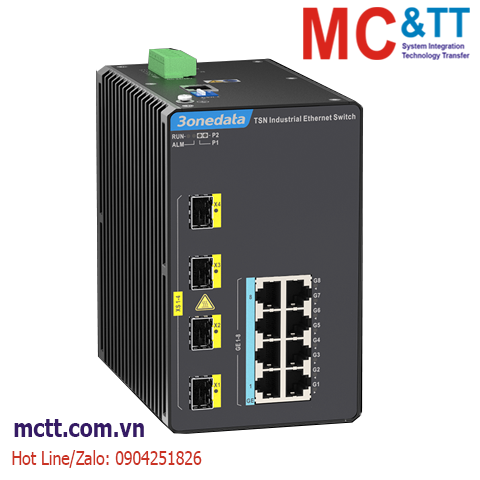 Switch công nghiệp TSN Layer 3 với 4 cổng 10Gb SFP+ + 16 cổng Gigabit Ethernet 3Onedata ICS6400TSN-16GT4XS-2LV