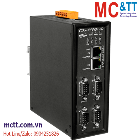 Bộ chuyển đổi 4 cổng RS-232/422/485 sang 2 cổng Ethernet ICP DAS iDS-448iM-D CR