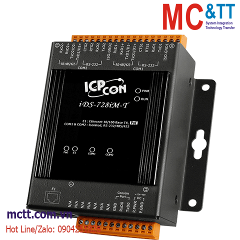 Bộ chuyển đổi 2 cổng RS-232/422/485 sang Ethernet ICP DAS iDS-728iM-T CR