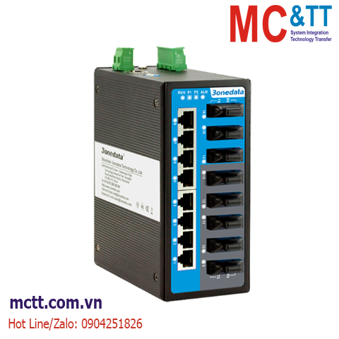 Switch công nghiệp quản lý 8 cổng Ethernet + 8 cổng quang (Single mode, Dual fiber, SC, 40KM) 3Onedata IES6116-8F-S-SC-40KM