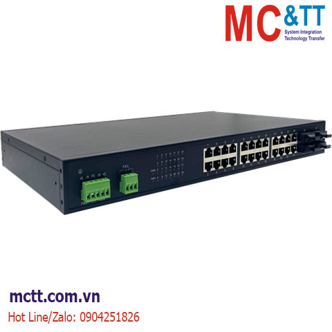 Switch công nghiệp 24 cổng Ethernet + 4 cổng Quang JHA TECH JHA-IGS04F024H-T