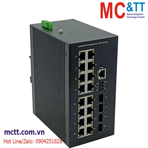 Switch công nghiệp 16 cổng Gigabit PoE Ethernet + 4 cổng 1G/10G SFP+ JHA TECH JHA-MIWS4G016HP