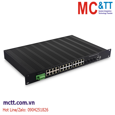 Switch công nghiệp 24 cổng Gigabit Ethernet + 4 cổng Quang 10G SFP+ JHA TECH JHA-MIW4G024H-L2