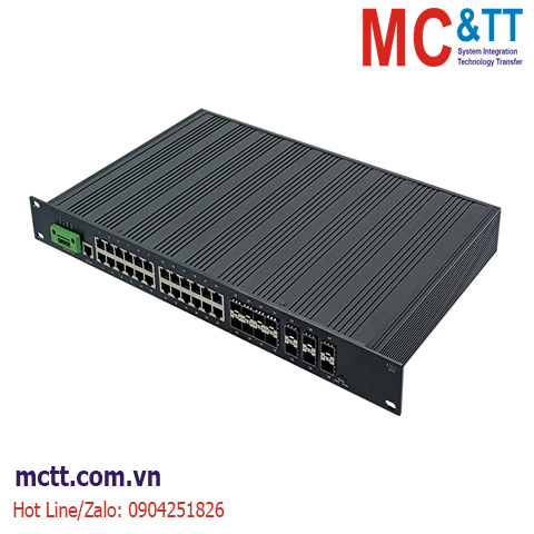 Switch công nghiệp quản lý Layer 3 24 cổng Gigabit Ethernet + 6 cổng 1G/10G SFP+8 1G SFP JHA TECH JHA-MIWS6GS8024H