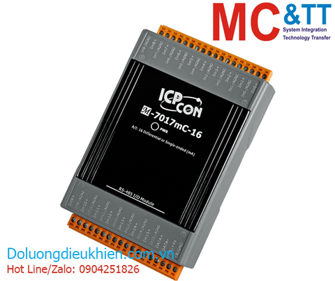 Module RS-485 Modbus RTU lưu trữ dữ liệu Data Logger 100.000 bản ghi 16 kênh đầu vào tương tự AI ICP DAS M-7017mC-16-G CR
