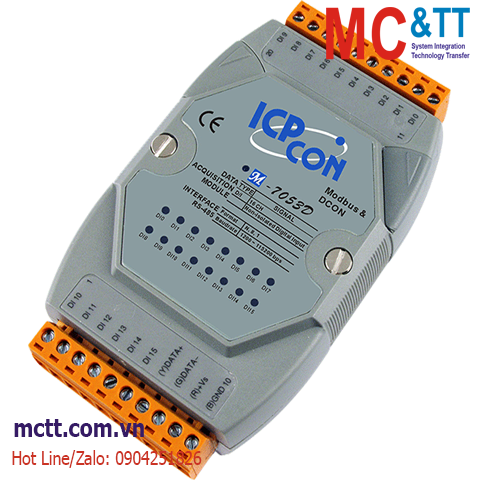 Module RS-485 Modbus RTU 16 kênh đầu vào số DI ICP DAS M-7053D-G CR