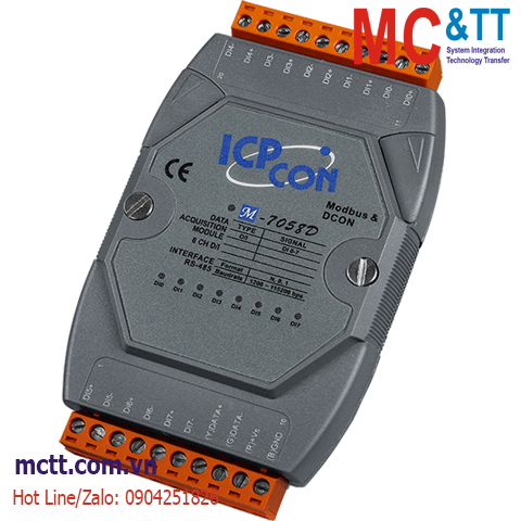 Module RS-485 Modbus RTU 8 kênh đầu vào số DI AC/DC ICP DAS M-7058D-G CR