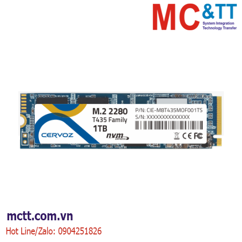 Ổ cứng SSD công nghiệp M.2 2280 NVMe 128GB, 256GB, 512GB, 1TB TLC Cervoz T435