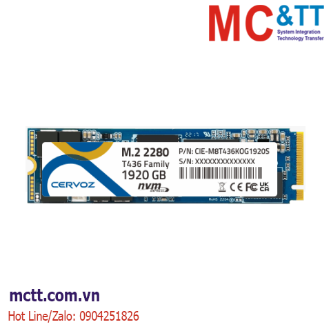 Ổ cứng SSD công nghiệp M.2 2280 NVMe 240GB, 480GB, 960GB, 1920GB TLC Cervoz T436