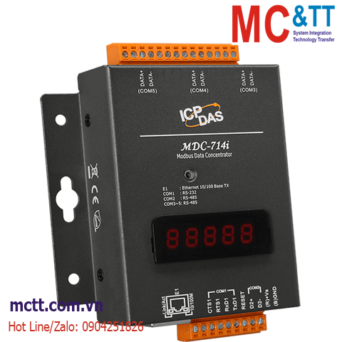 Bộ dữ liệu tập trung Modbus 1xRS-232 + 4xRS-485 + 1xEthernet ICP DAS MDC-714i CR