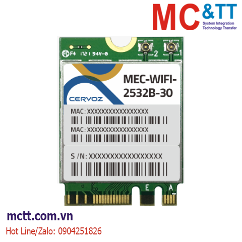 Card Wifi + Bluetooth 4.2 M.2 (A‐E Key) Pcie 802.11 a/b/g/n/ac Cervoz MEC-WIFI-2532B-30