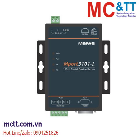 Bộ chuyển đổi 1 cổng RS-232/485/422 sang Ethernet & Modbus Gateway Maiwe Mport3101-I
