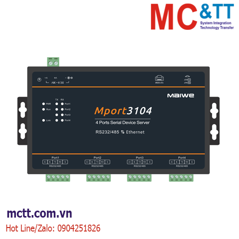 Bộ chuyển đổi 4 cổng RS-232/485 sang Ethernet & Modbus Gateway Maiwe Mport3104