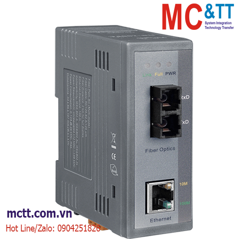 Bộ chuyển đổi quang điện công nghiệp 1 cổng Ethernet sang Quang (Dual Fiber, Multi Mode, SC, 2KM) ICP DAS NS-200AFC-T CR
