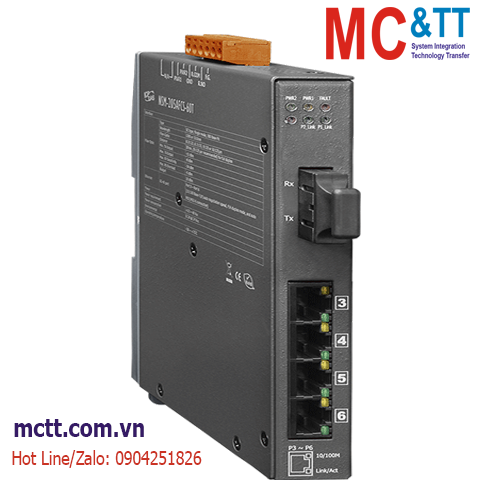 Switch công nghiệp 4 cổng Ethernet + 1 cổng Quang (Dual Fiber, Single Mode, SC, 60KM) ICP DAS NSM-205AFCS-60T CR