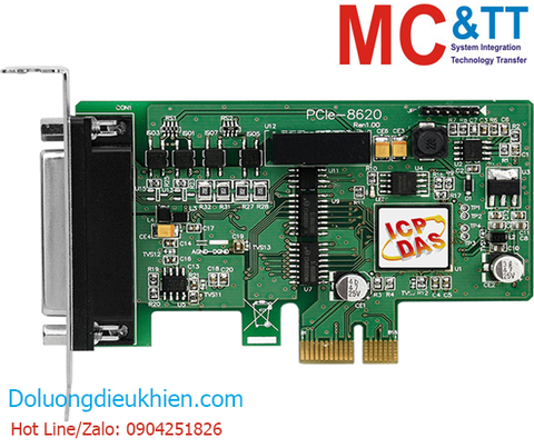 Card PCI Express 8 kênh đầu vào tương tự 16-bit tốc độ 200 kS/s + 4 kênh I/O Digital ICP DAS PCIe-8620 CR