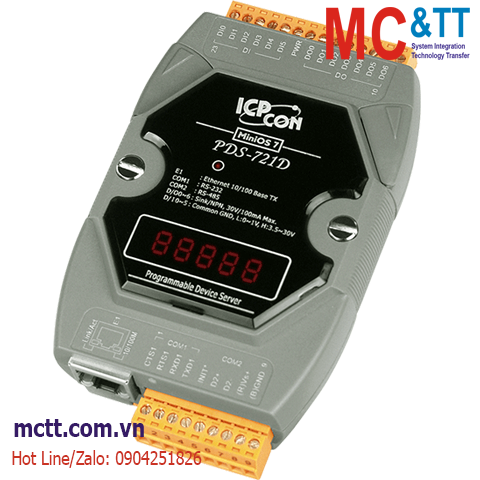 Bộ chuyển đổi 1 cổng RS-232 + 1 cổng RS-485 + 6 kênh DI + 7 kênh DO sang Ethernet ICP DAS PDS-721D CR