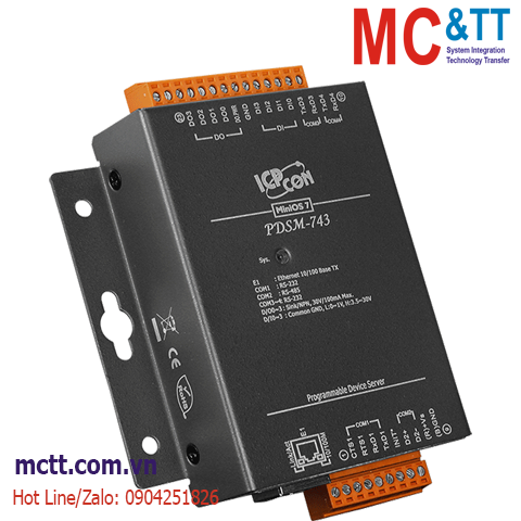 Bộ chuyển đổi 3 cổng RS-232 + 1 cổng RS-485 + 4xDI + 4xDO sang Ethernet ICP DAS PDSM-743 CR