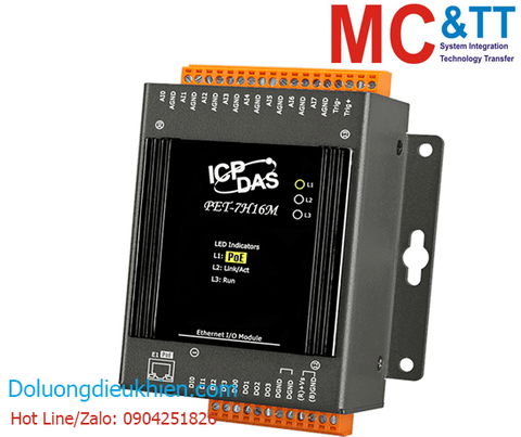 Module PoE Ethernet Modbus TCP 8 kênh AI + 4 kênh DI + 4 kênh DO ICP DAS PET-7H16M CR