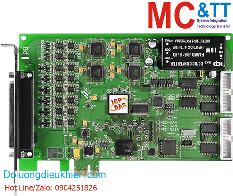 Card PCI Express 16 kênh đầu ra tương tự AO + 16 kênh đầu vào số DI + 16 kênh đầu ra số DO ICP DAS PEX-DA16 CR