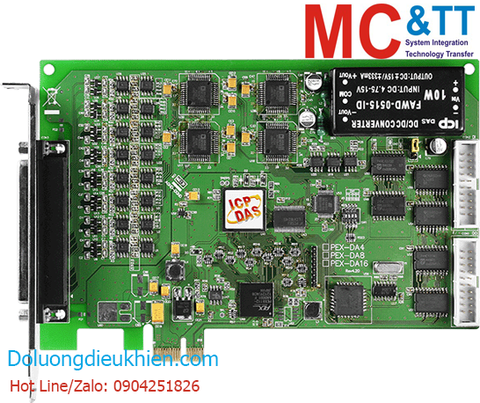 Card PCI Express 4 kênh đầu ra tương tự AO + 16 kênh đầu vào số DI+ 16 kênh đầu ra số DO ICP DAS PEX-DA4 CR