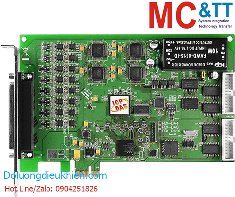 Card PCI Express 8 kênh đầu ra tương tự AO + 16 kênh đầu vào số DI + 16 kênh đầu ra số DO ICP DAS PEX-DA8 CR