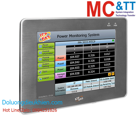 PMD-4201-SC CR: Bộ quản lý năng lượng tập trung màn hình cảm ứng 10.4 inch (IIoT Power Meter Concentrator with 10.4