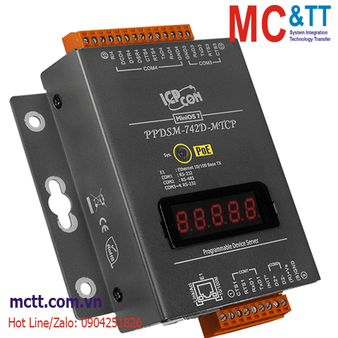 Bộ chuyển đổi Modbus Gateway 3 cổng RS-232 +1 cổng RS-485 sang Ethernet ICP DAS PPDSM-742D-MTCP CR