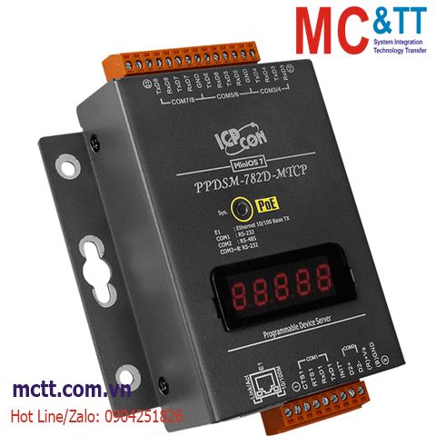 Bộ chuyển đổi Modbus Gateway 7 cổng RS-232 + 1 cổng RS-485 sang Ethernet ICP DAS PPDSM-782D-MTCP CR