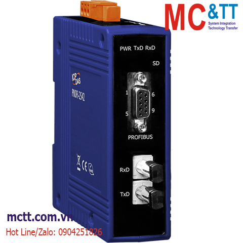 Bộ chuyển đổi Profibus sang Quang (Dual Fiber, Single Mode, ST, 1310 nm, 10 KM) ICP DAS PROFI-2542 CR