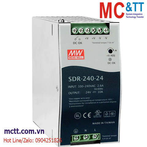 Bộ đổi nguồn Din-Rail 220VAC/24 VDC 10A, 240W ICP DAS SDR-240-24 CR