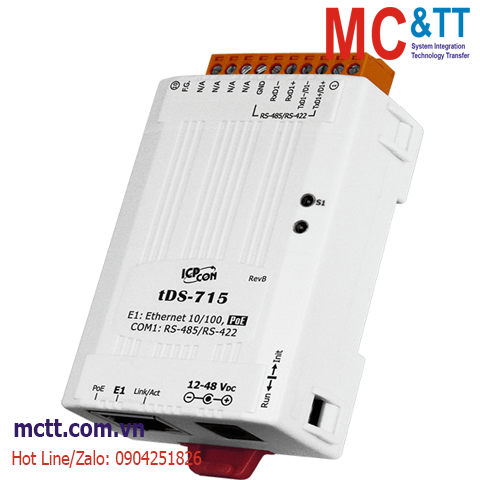 Bộ chuyển đổi 1 cổng RS-422/485 sang Ethernet ICP DAS tDS-715 CR