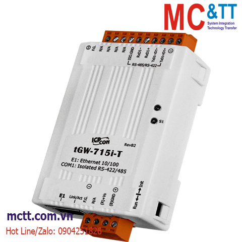 Bộ chuyển đổi Modbus Gateway 1 cổng RS-422/485 sang Ethernet ICP DAS tGW-715i-T CR