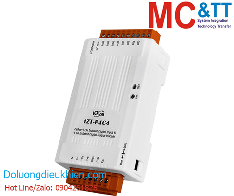 Module Zigbee Modbus RTU 4 kênh DI + 4 kênh DO ICP DAS tZT-P4C4 CR