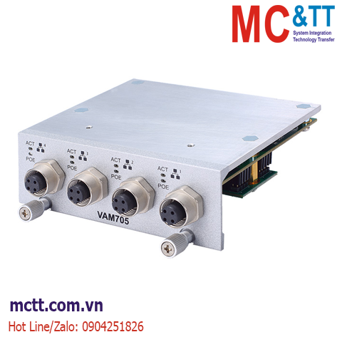 Module mở rộng 4 cổng PoE M12 D-coded Axiomtek VAM705