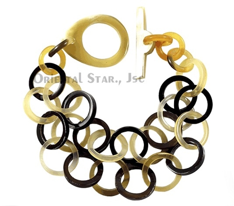 Horn circle bangle bracelet