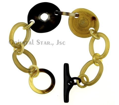 Horn oval circle bangle bracelet