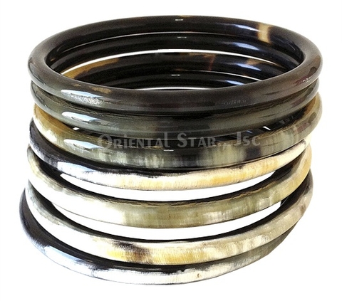 Natural horn bangle bracelet set of seven