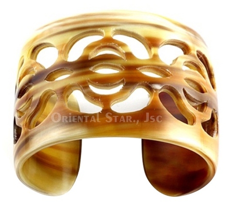 Carved horn cuff bracelet