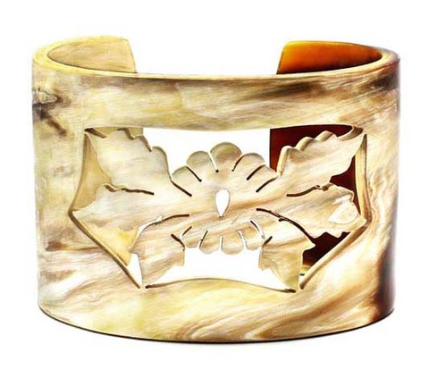 Natural carved horn cuff bracelet