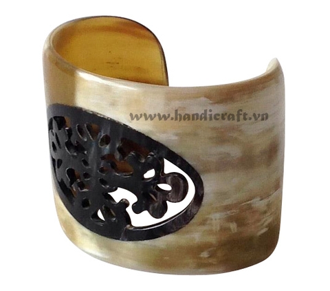 Carved horn cuff bracelet