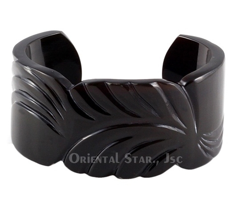 Black horn carved cuff bracelet