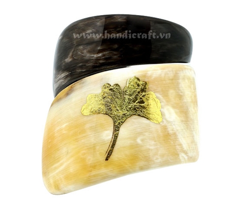 Buffalo horn with gold leave bangle bracelet